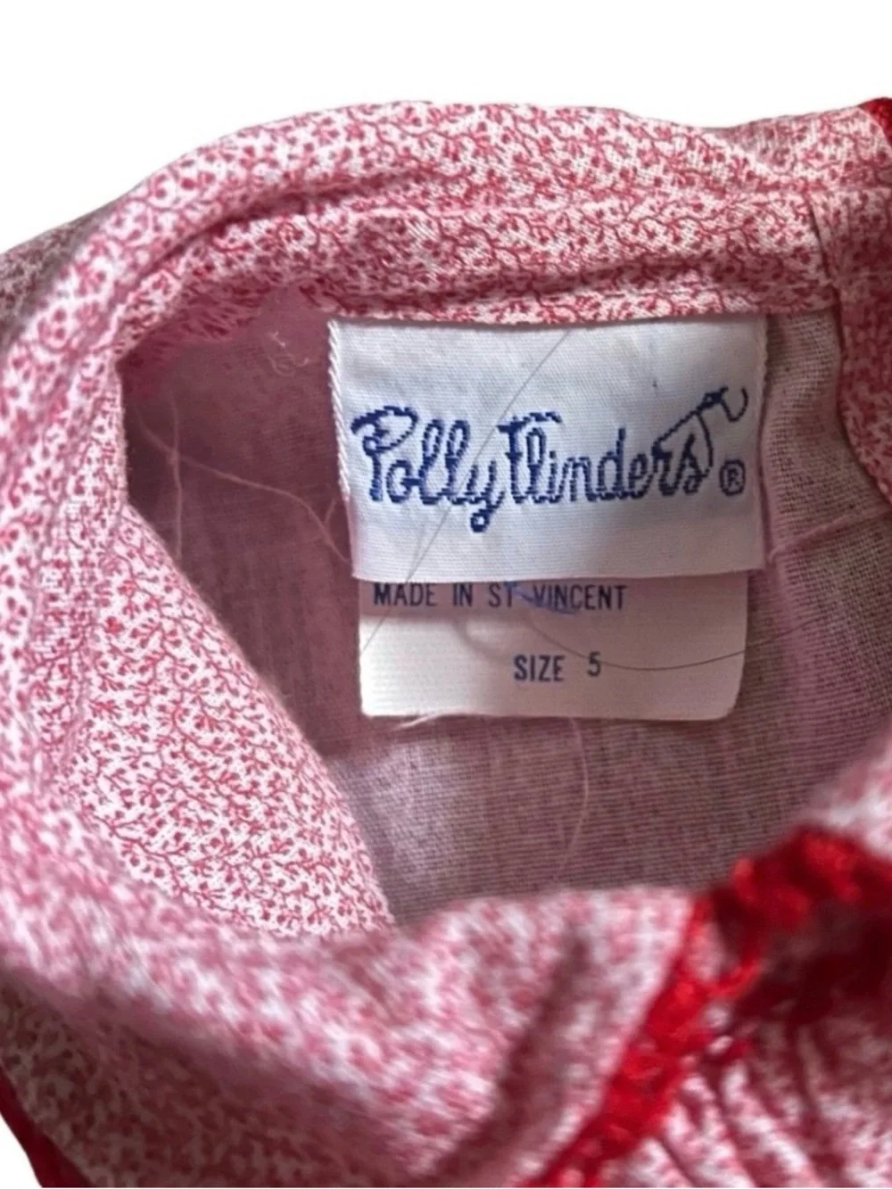 Girls Vintage Polly Flinders Red Smocked Dress Size 5 - Picture 4 of 5